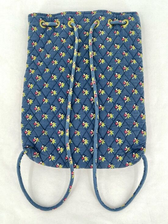 Vintage Vera Bradley Ditty Bag Provencal Blue Quilted Cotton Drawstring Backpack main image 8